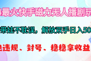 （10481期）2024最火快手磁力无人播剧玩法，解放双手日入500+
