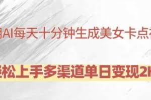 利用AI每天十分钟制作美女卡点视频，轻松上手多渠道单日变现2K+