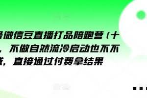 视频号微信豆直播打品陪跑营(十三期)，‮做不‬自‮流然‬冷‮动启‬也不不做私域，‮接直‬通‮付过‬费拿结果