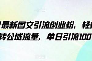 4月最新图文引流创业粉，轻松玩转公域流量，单日引流100+【揭秘】