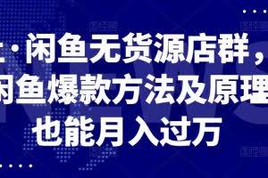 卓让·闲鱼无货源店群,掌握闲鱼爆款方法及原理,也能月入过万