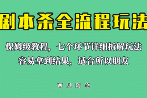 适合所有朋友的剧本杀全流程玩法，虚拟资源单天200-500收益！