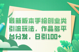 最新版本手绘创业类引流玩法，作品多平台分发，日引100+创业粉