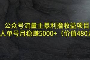 公众号流量主暴利撸收益项目,单人单号月稳赚5000+(价值480元)