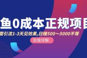 闲鱼0成本无货源正规项目，无需引流1-3天见效果，日入500-5000（价值6980）