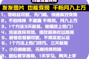 抖音发图就能赚钱！价值1299元的实操文档，全是干货！