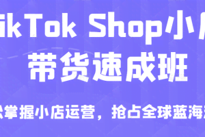 TikTok Shop小店带货速成班,轻松掌握小店运营,抢占全球蓝海流量,一店卖全球