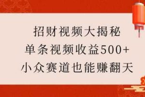 招财视频大揭秘：单条视频收益500+，小众赛道也能挣翻天!