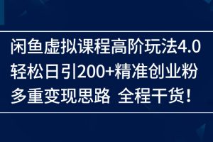 （14153期）闲鱼虚拟课程高阶玩法4.0，轻松日引200+精准创业粉，多重变现思路全程干货！