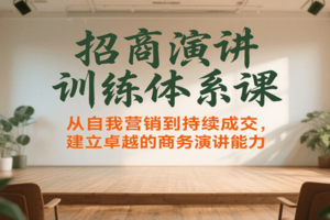 招商演讲训练体系课，从自我营销到持续成交，建立卓越的商务演讲能力