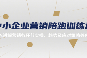 中小企业营销陪跑训练营，深入讲解营销各环节实操、趋势及应对策略等内容