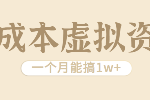 相当暴利的虚拟资源项目，无需成本一个月能搞1w+