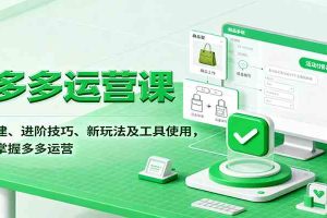 拼多多运营课，入门搭建、进阶技巧、新玩法及工具使用，一站式掌握多多运营