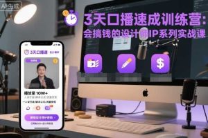 3天口播速成训练营，会搞钱的设计师IP系列实战课