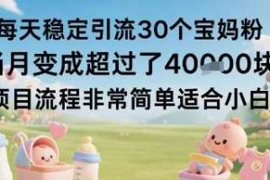 每天稳定引流30个宝妈粉当月变成超过了1W+项目流程非常简单适合小白