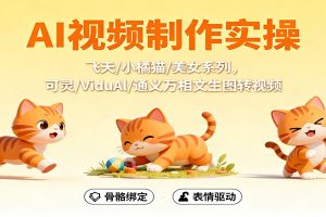 AI视频制作实操,飞天/小橘猫/美女系列,可灵/ViduAl/通义万相文生图转视频