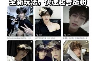 AI男颜涨粉短视频教学,全新玩法,快速起号涨粉
