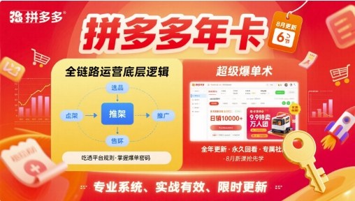 拼多多年卡，拼多多全链路运营底层逻辑，超级爆单术【更新10月】