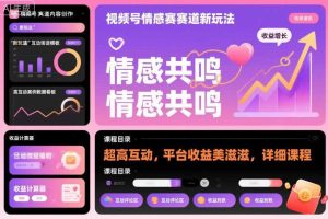视频号情感赛道新玩法,超高互动,平台收益美滋滋,详细课程
