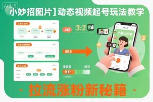 小妙招图片+动态视频起号玩法教学,拉流涨粉新秘籍