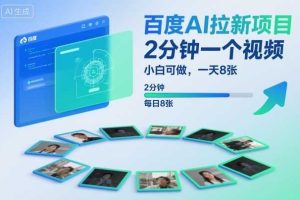 百度AI拉新项目,2分钟一个视频,小白可做,一天8张【附案例+保姆级教程】