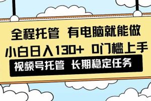 (16652期)全程托管 解放双手,小白日入130+,视频号 0门槛上手实操