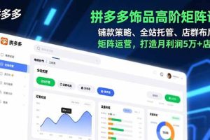 (16915期)拼多多饰品高阶矩阵课,铺款策略、全站托管、店群布局,矩阵运营,打造月利润5万+店铺