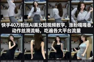 快手40万粉丝博主AI美女短视频教学，涨粉嘎嘎香，动作丝滑流畅，吃遍各大平台流量