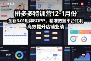 拼多多特训营12-1月份，全新3.01矩阵Sop，精准把握平台红利，高效提升店铺业绩