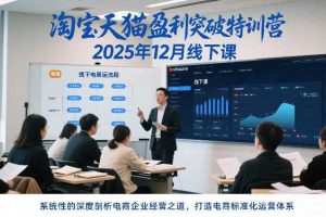 淘宝天猫盈利突破特训营25年12月线下课，系统性的深度剖析电商企业经营之道，打造电商标准化运营体系