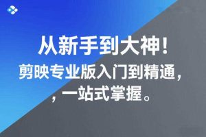 从新手到大神！剪映专业版入门到精通，一站式掌握
