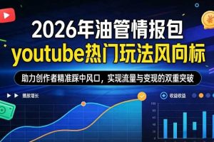2026年油管情报包，youtube热门玩法风向标，助力创作者精准踩中风口，实现流量与变现的双重突破（更新）