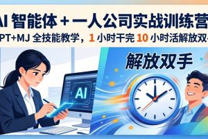 (17834期)AI 智能体 + 一人公司实战训练营:GPT+MJ 全技能教学,1 小时干完 10 小时活解放双手
