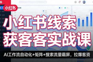 小红书线索获客实战课，AI工作流自动化+矩阵+搜索流量霸屏，拉爆客资