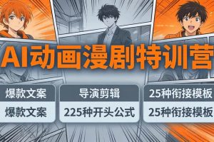 (17917期)AI动画漫剧特训营:爆款文案+导演剪辑:225种开头公式+25种衔接模板,两小时剪电影级大片