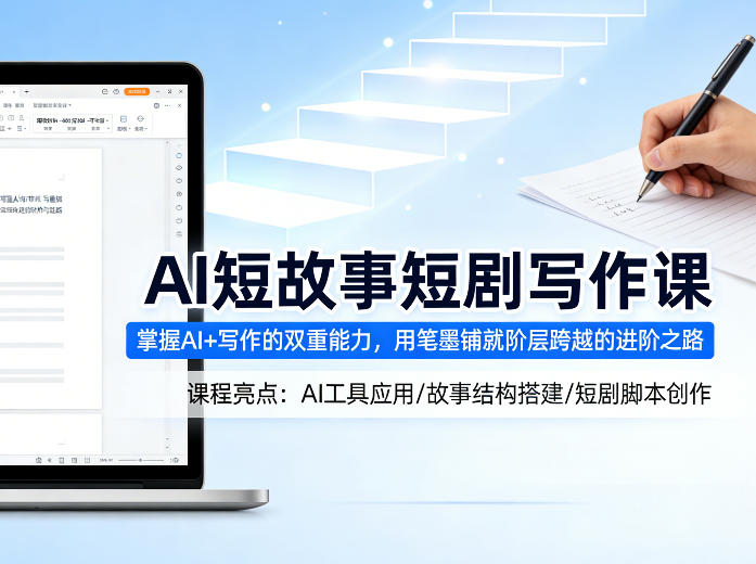 AI短故事短剧写作课,掌握AI+写作的双重能力,用笔墨铺就阶层跨越的进阶之路