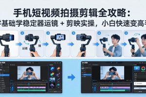 (18003期)手机短视频拍摄剪辑全攻略:零基础学稳定器运镜 + 剪映实操,小白快速变高手