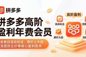 （18108期）拼多多高阶盈利年费会员(更新4月19)：全类目活动玩法、原价上大促、洗图防比价等核心盈利技术