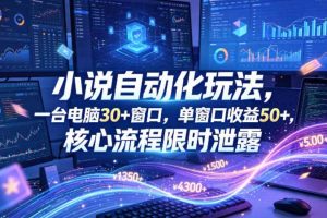小说挂G自动化玩法，一台电脑30+窗口，单窗口收益50+，核心流程限时泄露【揭秘】