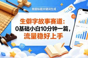 公众号流量主——生僻字故事赛道，流量稳，好上手，0基础小白也能10分钟一篇