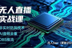(18399期)无人直播实战课(更新5月10),非实时防风技术、AI音频去重、OBS推流,建立技术壁垒,月入5w+