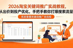 (18423期)2026淘宝关键词推广实战教程,,从出价到投产优化,手把手教你打爆搜索流量