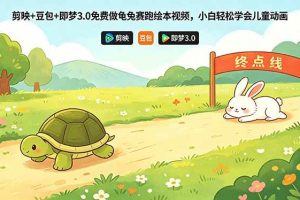 (18432期)剪映+豆包+即梦3.0免费做龟兔赛跑绘本视频,小白轻松学会儿童动画