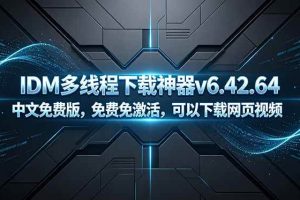 (18688期)IDM多线程下载神器v6.42.64中文免费版,免费免激活,可以下载网页视频(例如飞书文档内的视频)