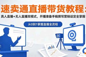(18887期)速卖通直播带货教程:真人直播+无人直播双模式,开播准备手稿撰写营销设定全掌握