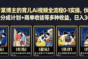 抖音某博主的育儿Ai视频全流程0-1实操,伙伴计划+分成计划+商单收徒等多种收益,日入300+