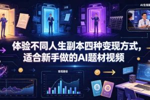 体验不同人生副本四种变现方式,适合新手做的AI题材视频