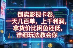 倒卖影视卡卷,拿货价比闲鱼还低,一天几百单,单日1k+利润,详细玩法教会你【揭秘】