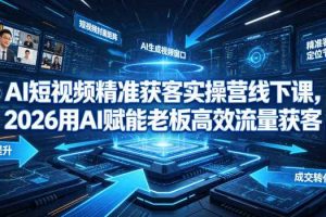 AI短视频精准获客实操营6月10-14号线下课，2026用AI赋能老板高效流量获客