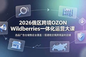 (19162期)2026俄区跨境OZON Wildberries一体化运营大课,选品广告仓储售后全覆盖,搭建稳定俄跨境盈利店铺